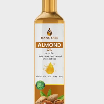 Pure Almond Oil 100 ml | With Vitamin E | Virgin Cold-Pressed Oil | Badam Tail for Face & Skin | Perfect for Dry & Frizzy Hair | Body Massage Oil for Babies, Men & Women